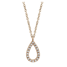 14K Rose Gold .06C Diamond Pear Necklace
