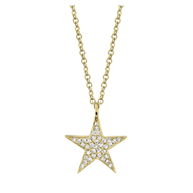14K Yellow Gold .09C Diamond Star Necklace