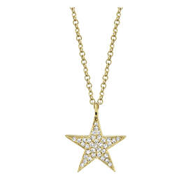 14K Yellow Gold .09C Diamond Star Necklace