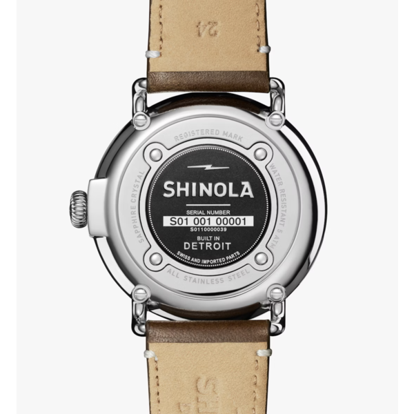 SHINOLA Runwell 47mm, Dk. Coffee Leather Strap