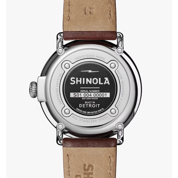 SHINOLA Runwell w/Sub Second 47mm, Dark Cognac Leather Strap