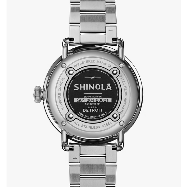SHINOLA Canfield 3HD 43mm, 3 Link Silver Bracelet