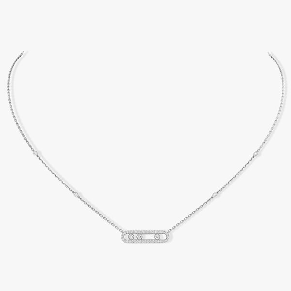 MESSIKA 18K White Gold Baby Move Pave .35C Diamond Necklace