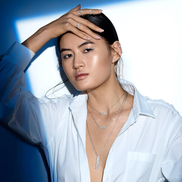 MESSIKA 18K White Gold Baby Move Pave .35C Diamond Necklace