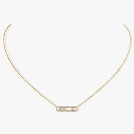 MESSIKA 18K Yellow Gold Baby Move Pave .35C Diamond Necklace