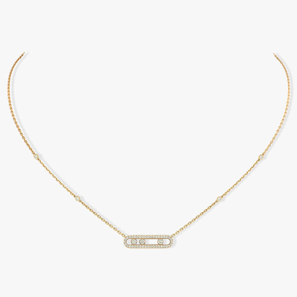 MESSIKA 18K Yellow Gold Baby Move Pave .35C Diamond Necklace