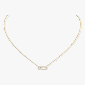 MESSIKA 18K Yellow Gold Move Uno Pave .20C Diamond Necklace