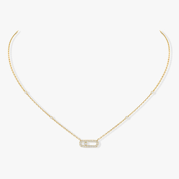 MESSIKA 18K Yellow Gold Move Uno Pave .20C Diamond Necklace