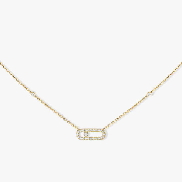 MESSIKA 18K Yellow Gold Move Uno Pave .20C Diamond Necklace