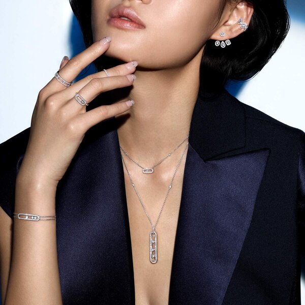 MESSIKA 18K Yellow Gold Move Uno Pave .20C Diamond Necklace