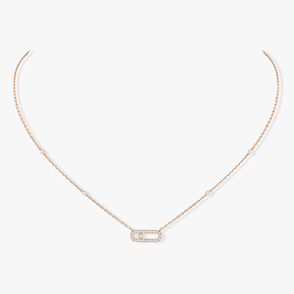 MESSIKA 18K Rose Gold Move Uno Pave .20C Diamond Necklace