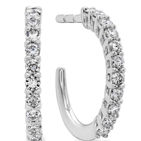 HEARTS ON FIRE LLC 18K White Gold Signature Diamond Hoop Earrings .16-.20ctw