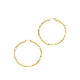 14K Yellow Gold 3x50mm Hoop Earrings