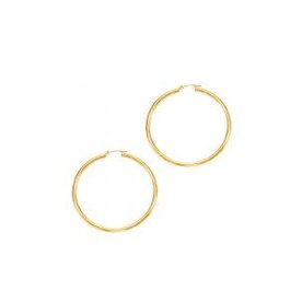 14K Yellow Gold 3x50mm Hoop Earrings