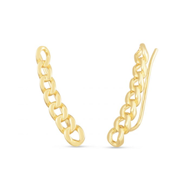 14K Yellow Gold Climber Curb Earrings