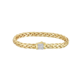 14K Gold Woven Large Diamond Pave Lock Bracelet