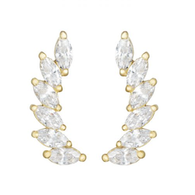 14K Yellow Gold Marquise Cubic Zirconia Ear Climbers
