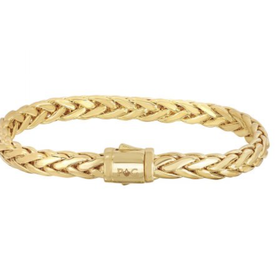14K Yellow Gold Rounded Woven Bracelet 7.5"