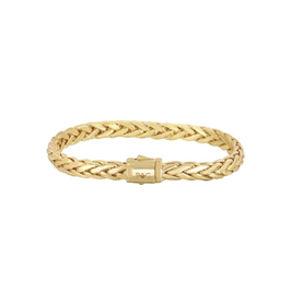 14K Yellow Gold Rounded Woven Bracelet 7.5"