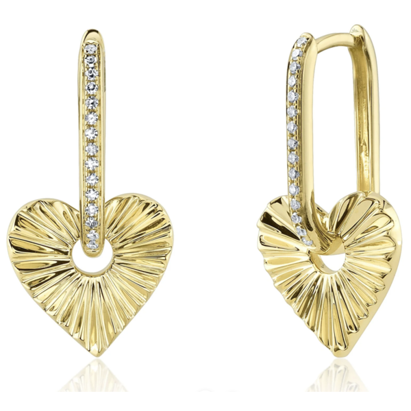 14K Yellow Gold .08ct Diamond Heart Earrings