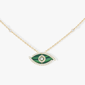 MESSIKA 18K Yellow Gold Lucky Eye Malachite & .38ct Diamond Necklace