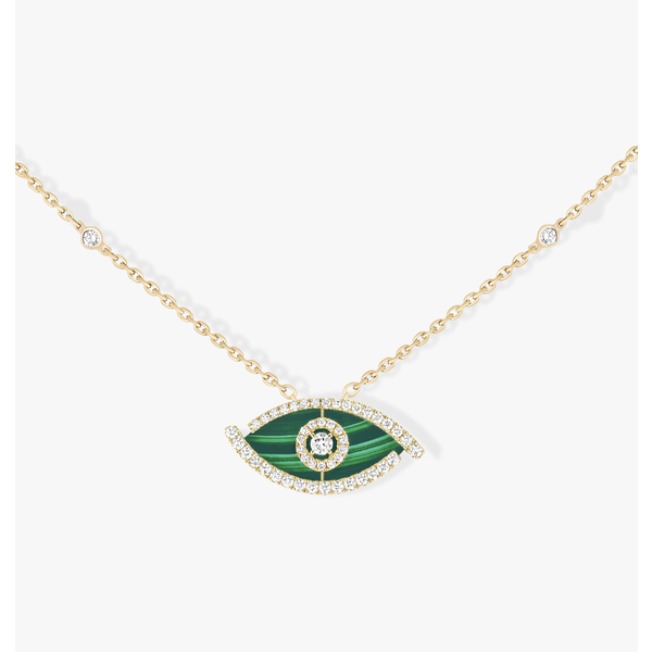 MESSIKA 18K Yellow Gold Lucky Eye Malachite & .38ct Diamond Necklace