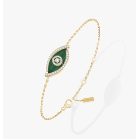 MESSIKA 18K Yellow Gold  Lucky Eye Malachite & .32ct Diamond Bracelet