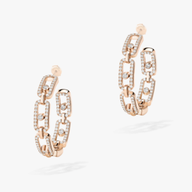 MESSIKA 18K Rose Gold Move Link 0.86C Diamond Hoops