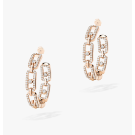 MESSIKA 18K Rose Gold Move Link 0.86C Diamond Hoops