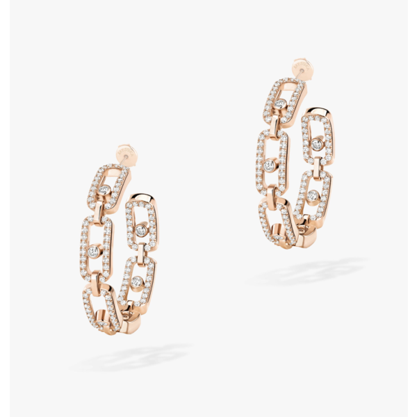 MESSIKA 18K Rose Gold Move Link 0.86C Diamond Hoops