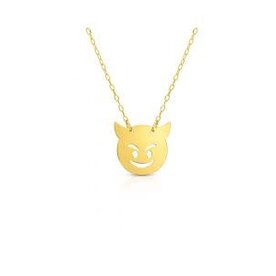 14K Yellow Gold Devil Emoji 16" Necklace