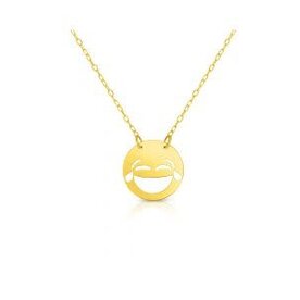14K Yellow Gold LOL Emoji 16" Necklace