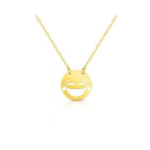 14K Yellow Gold LOL Emoji 16" Necklace