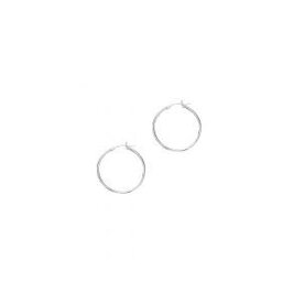 14K White Gold Polished 2x30mm Hoop Earrings