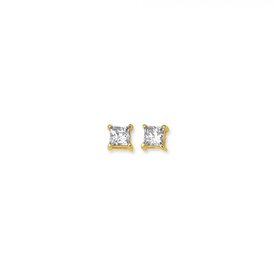 14K Yellow Gold 8mm CZ Studs