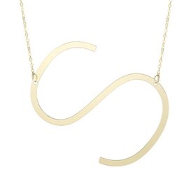 14K Yellow Gold Initial 'S' on 18" Chain