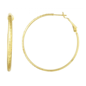 14K Yellow Gold Diamond Cut Medium Omega Back Hoop Earrings