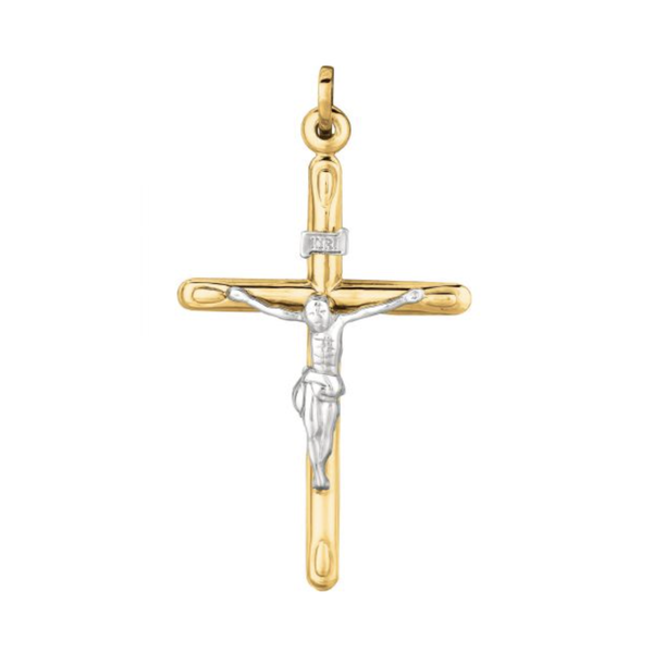 14K Yellow & White Gold Large Crucifix Cross