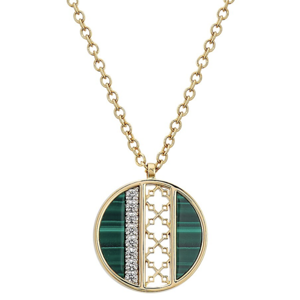 18ky Dare To Dream Malachite & .20C Diamond 25mm Pendant