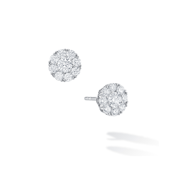 18K White Gold Birks Snowflake ® .92C Diamond Cluster Stud Earrings