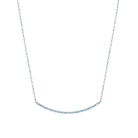 18K White Gold Birks Rosée Du Matin ® .22ct Diamond Curved Bar Necklace