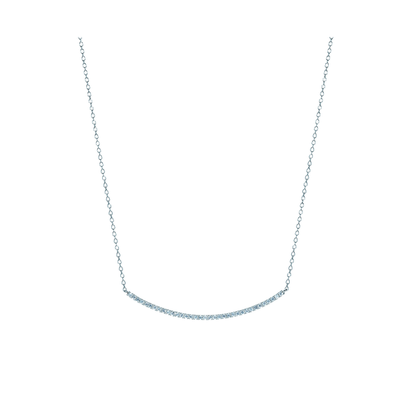 18K White Gold Birks Rosée Du Matin ® .22ct Diamond Curved Bar Necklace
