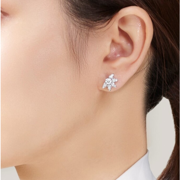 HEARTS ON FIRE LLC 18K White Gold Diamond . 1.32ct Ariel Sun burst Stud Earrings