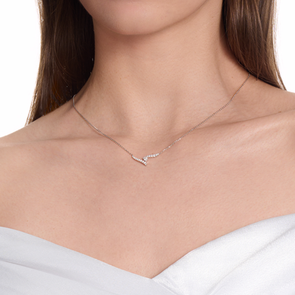 HEARTS ON FIRE LLC 18kt White Gold 18" Vela .30 Dia Crossover Pendant