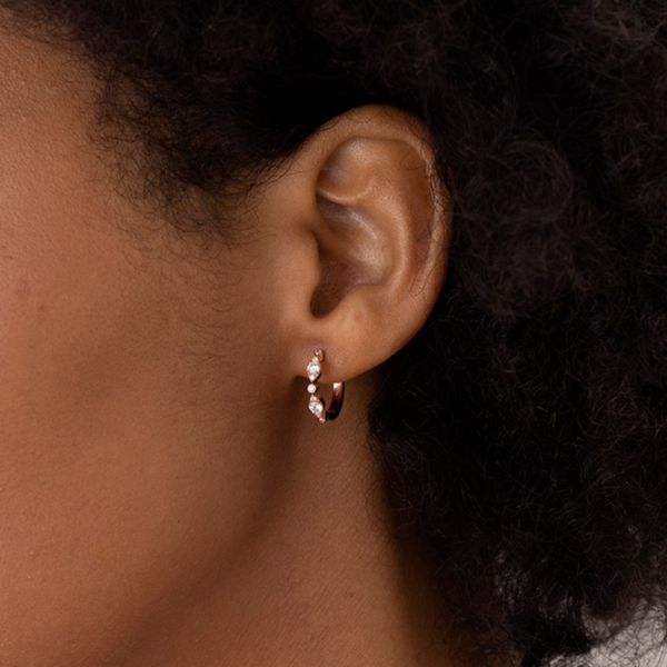 HEARTS ON FIRE LLC 18kw Bezel Regal Diamond Huggies .33-.38ctw