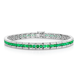 18kt white gold 1.49 Diamond 3.84 Emerald Bracelet