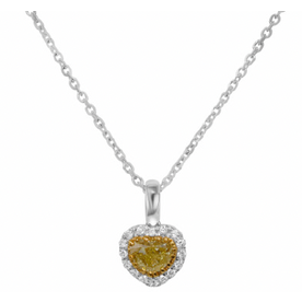 18kt white gold .09 Diamond .54 Yellow Diamond Pendant