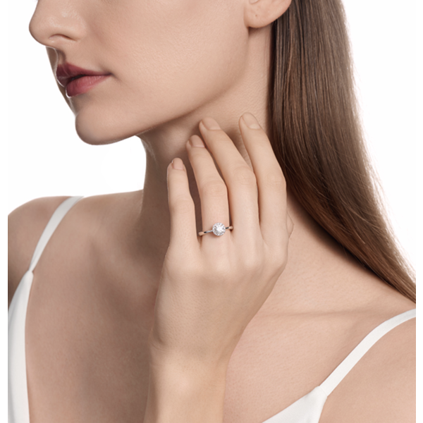 HEARTS ON FIRE LLC Platinum 1ct Vela Halo Ring .70 center