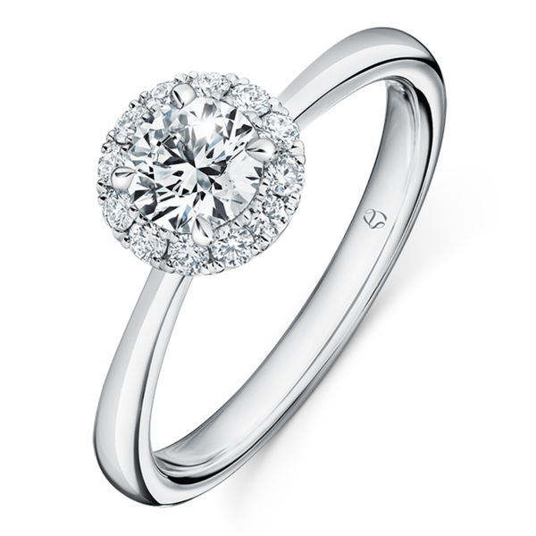 HEARTS ON FIRE LLC Platinum 1ct Vela Halo Ring .70 center