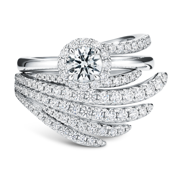 HEARTS ON FIRE LLC Platinum 1ct Vela Halo Ring .70 center